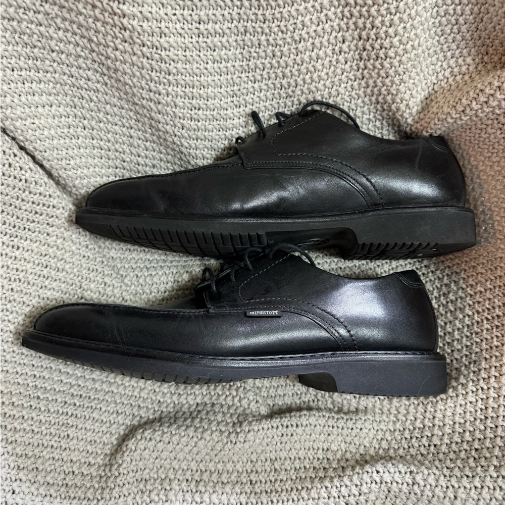 Mephisto Men Lace Up Shoes Bike Toe Black Leather US 11 - Picture 5 of 6